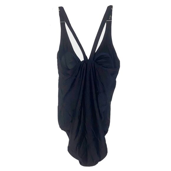 Speedo Ladies One Piece Swim Suit Sz 12 Sparkly Flower Black E - Picture 2 of 8